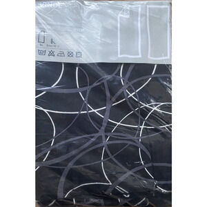 Ikea Vinde Drapes Curtains New Designed By Kazuyo Nomura. Black W/ White 57x118”
